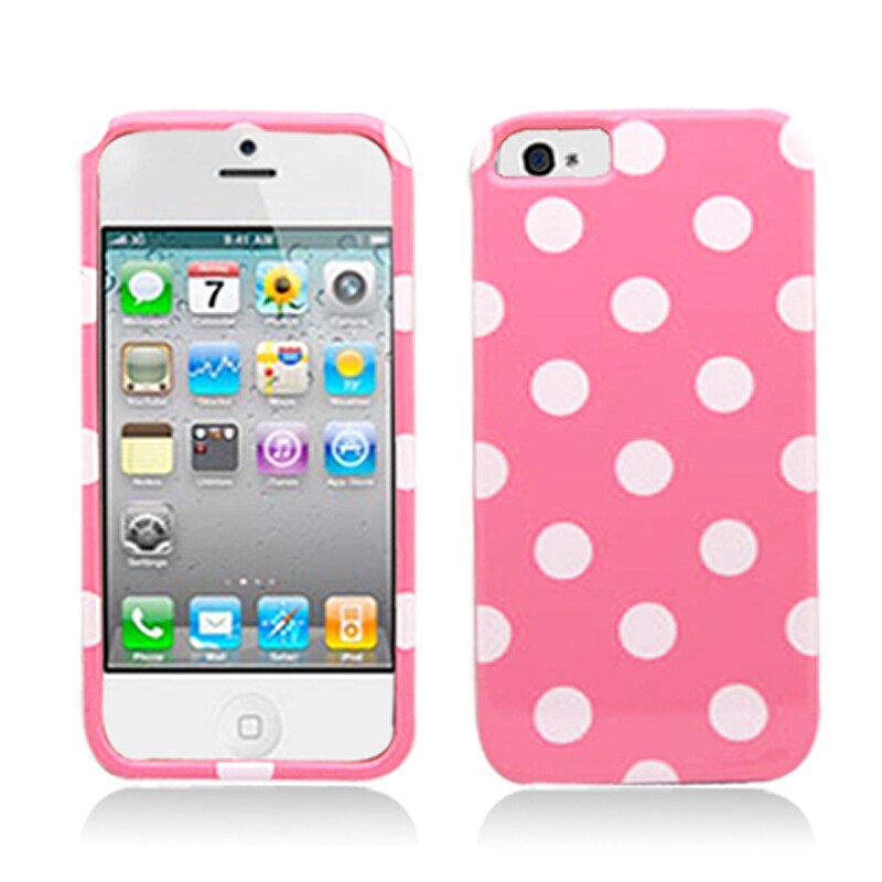 MYBAT Light Pink/ White Polka Dots Snap-on Case for Apple iPhone 5 ...
