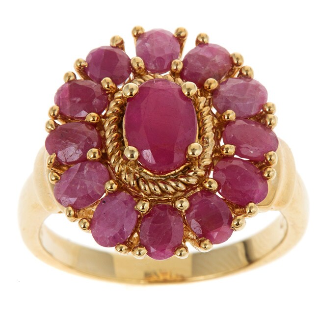 D'Yach 18k Yellow Gold over Sterling Silver Indian Ruby Ring - Free ...
