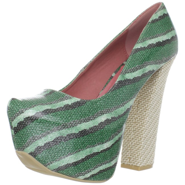 Fahrenheit Womens Anne 37 Green Canvas Platforms Today $57.19 Sale