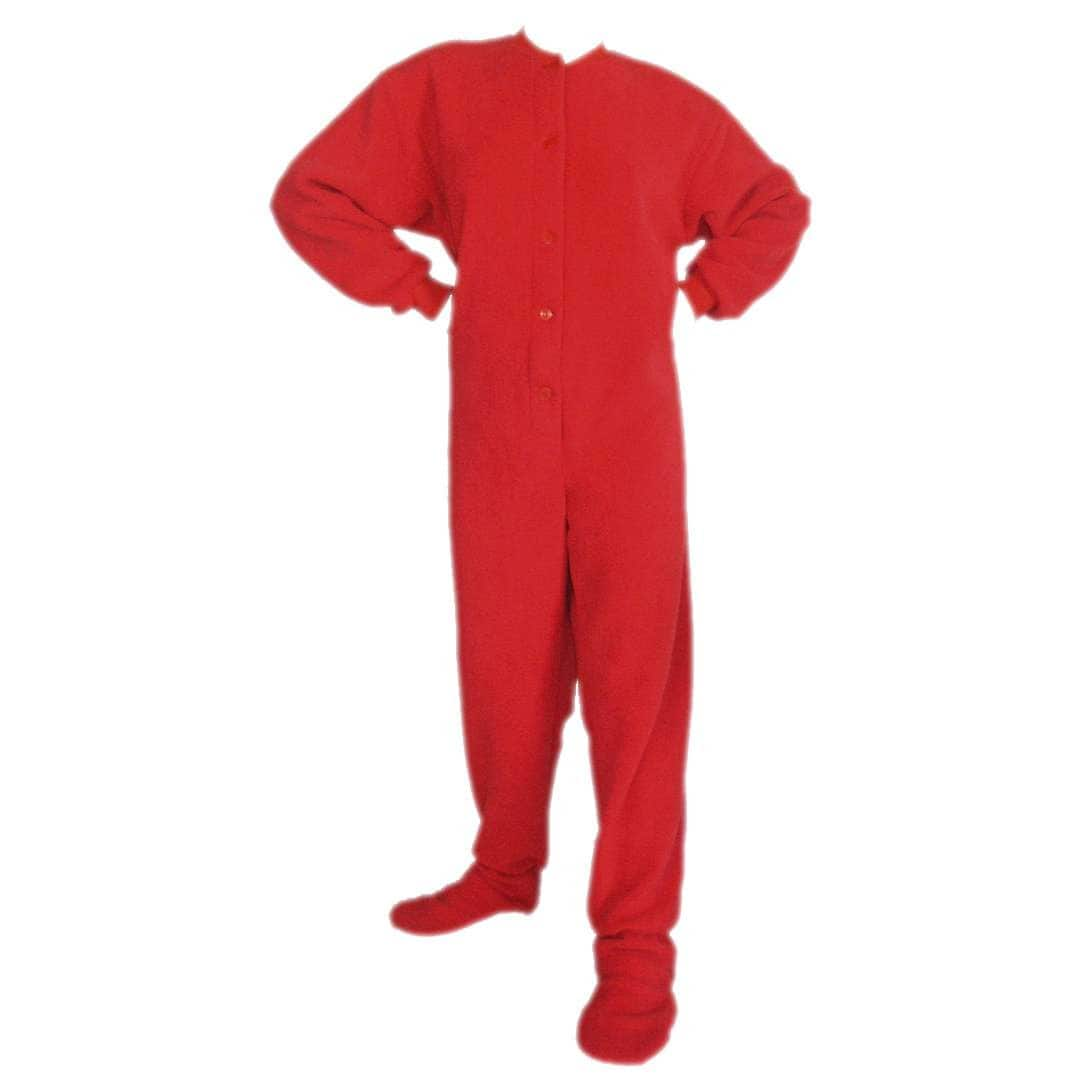 Shop Adult Red Fleece Footed Onesie Pajama Wit