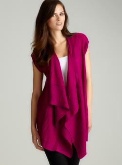 Red Draped Open Front Cardigan - Overstock - 7403898