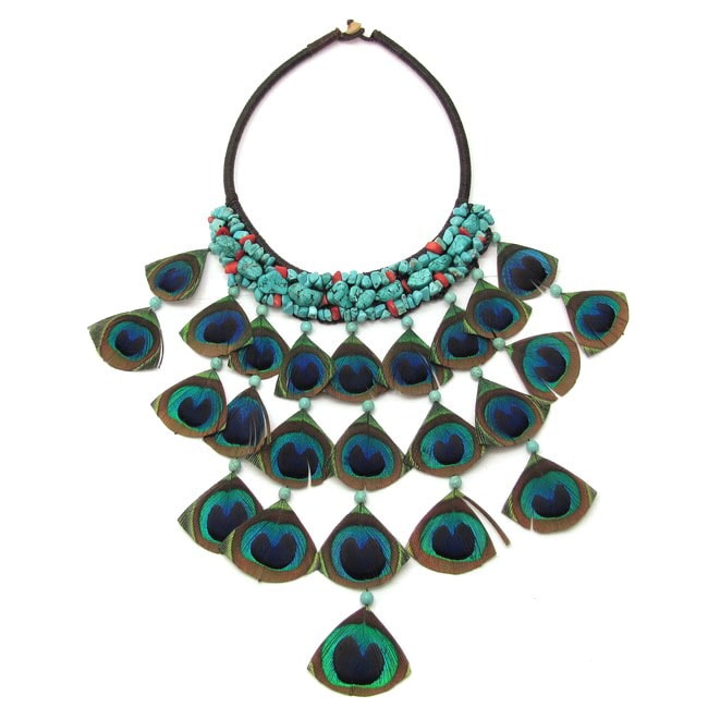 Timeless Harmony Peacock Cascades Necklace (Thailand) Necklaces