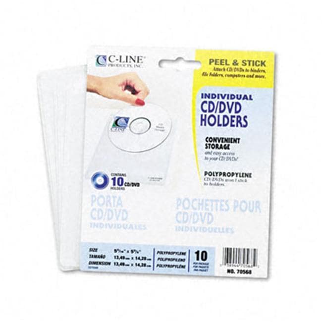 Line Self Adhesive CD/DVD Pockets Clear 10 per   14887159