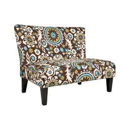 Portfolio Hali Brown Floral Medallion Armless Settee