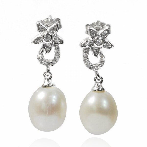 Shop De Buman Sterling Silver Cultured Freshwater Pearl and Cubic ...