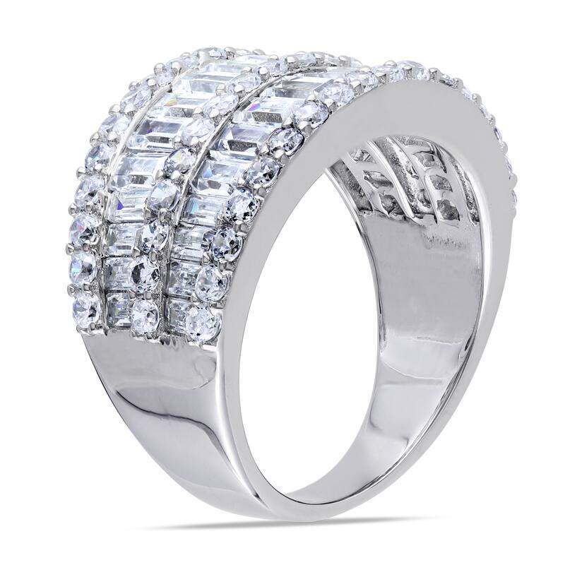 Miadora Sterling Silver Channel-set Cubic Zirconia Anniversary Ring