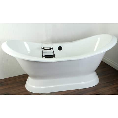 Double Slipper Cast Iron 72-inch Pedestal Bathtub