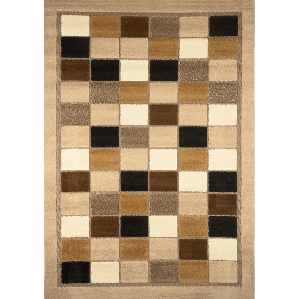 Primavera Black Geometric Area Rug (52 x 76)