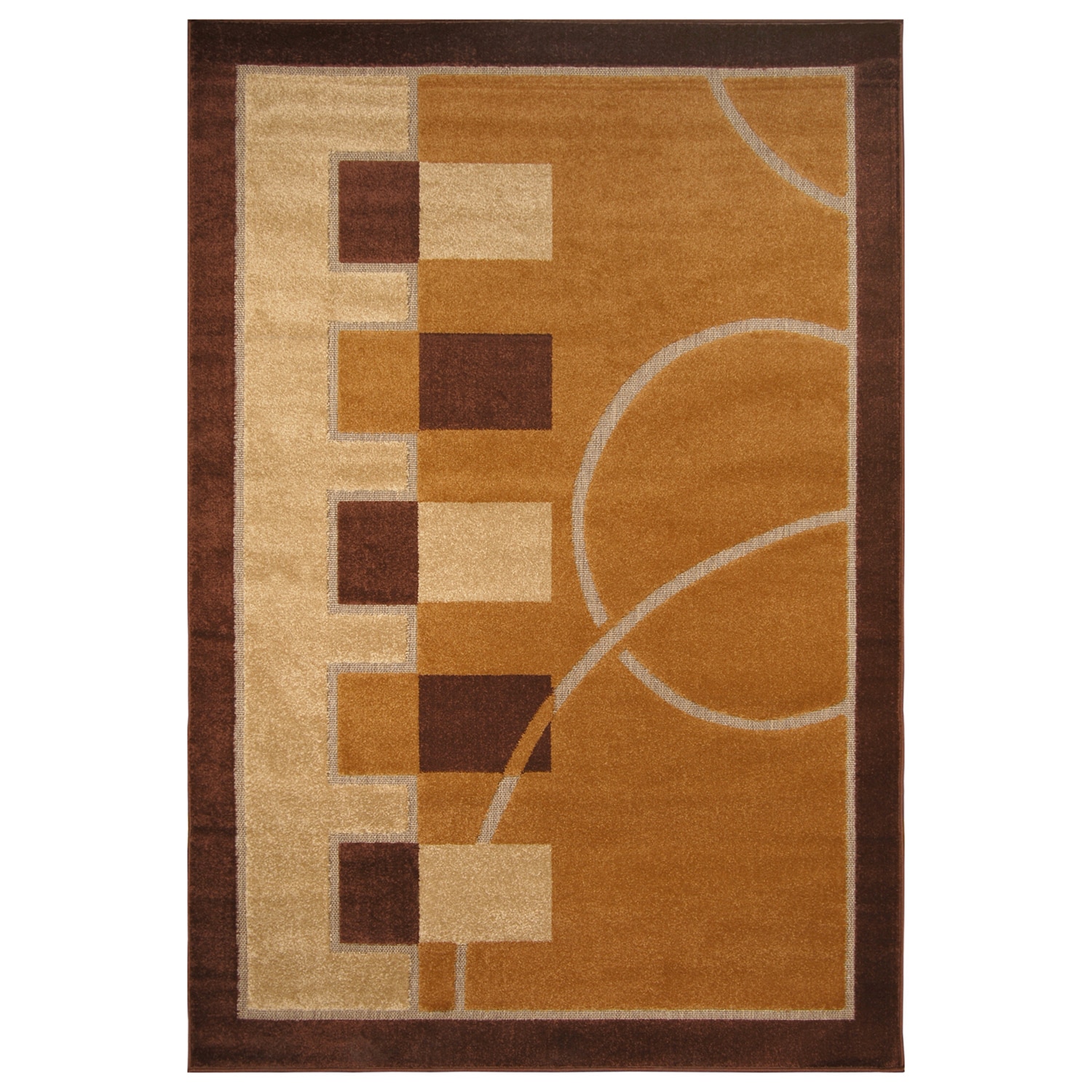 Primavera Brown Polypropylene Geometric Area Rug (710 X 1010)