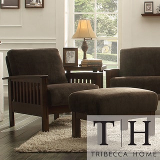 Tribecca Home Mission Dark Brown Champion Fabric Chair and Ottoman Tribecca Home Chairs