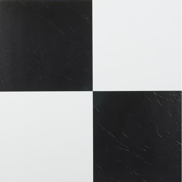Homeworx SelfAdhesive Black and White Vinyl Floor Tiles (60 square