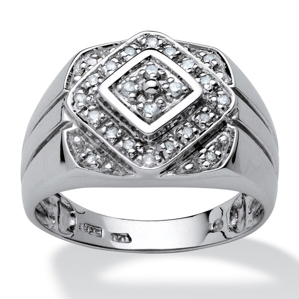 Shop Men's 1/4 TCW Round Diamond Platinum over Sterling Silver Classic ...