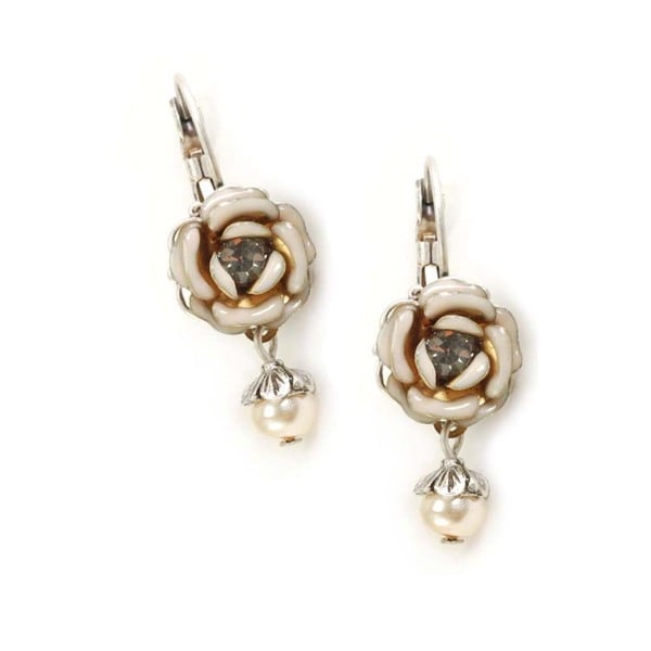 Shop Sweet Romance Ivory Enamel Rose Earrings Free Shipping On Orders