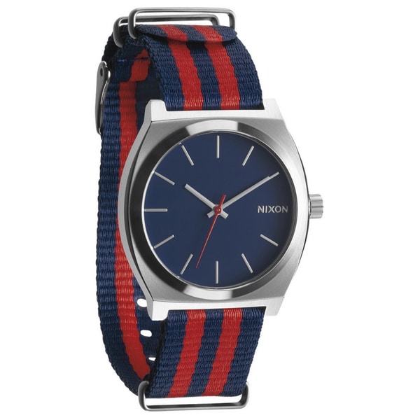 Nixon Men's Time Teller Navy and Red Nylon Strap Watch Nixon Men's Nixon Watches