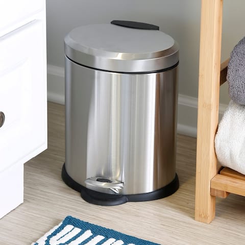 Honey-Can-Do 12-Liter Oval Stainless Steel Step Trash Can