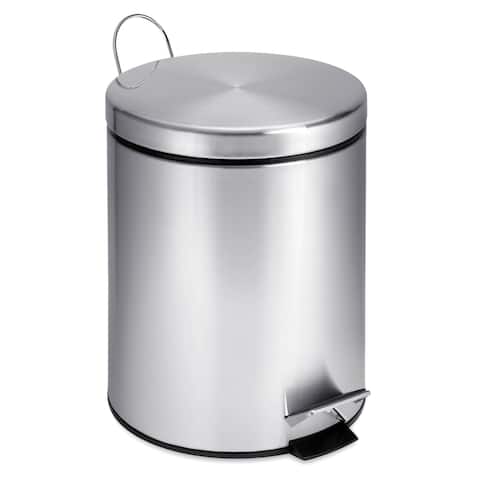 Honey-Can-Do Round Stainless Steel Step Trash Can, 5-liter