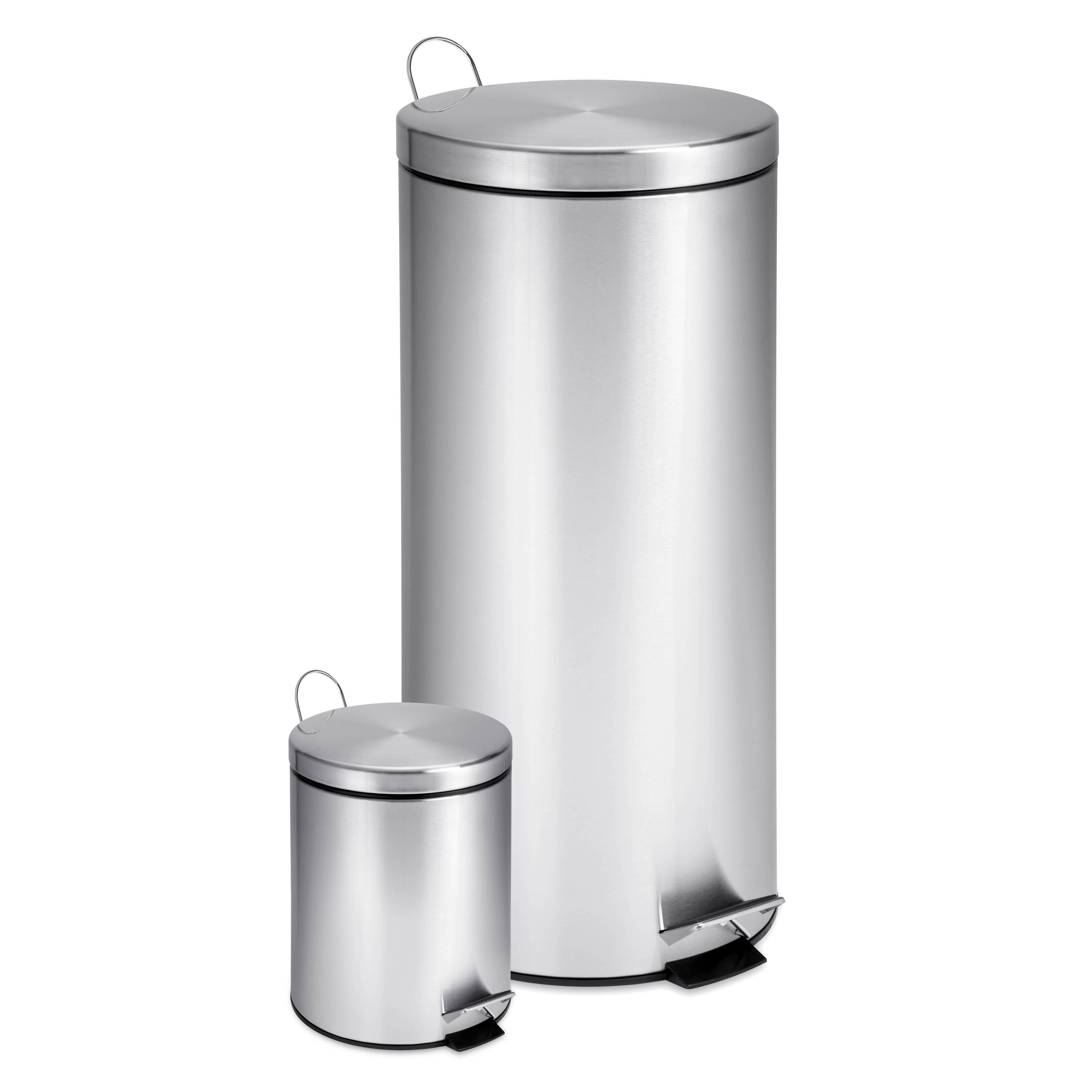Stainless Steel Step Trash Can 2 Set 30 L Large 3 Small Round Deep Details About Stainless Steel Step Trash Can 2 Set 30 L Large 3 Small Round Deep Lids Indoor