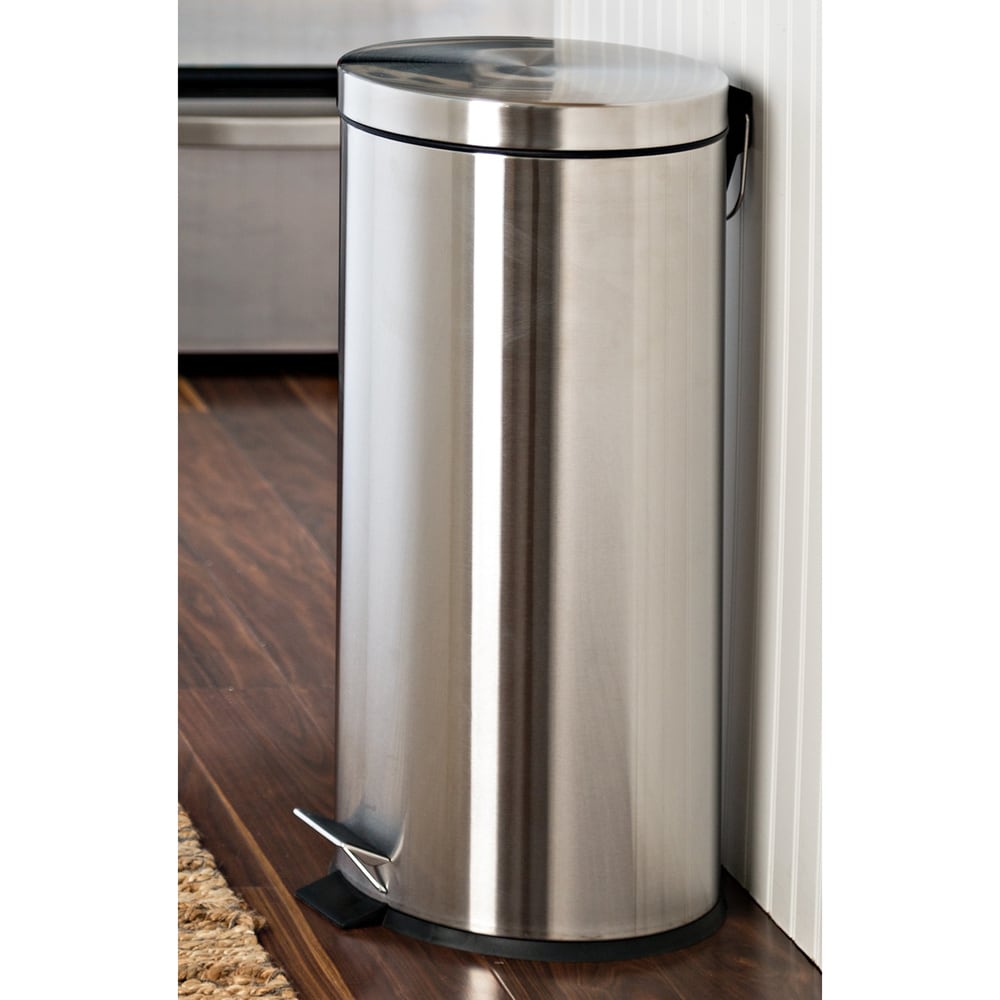 Honey Can Do Tall and Wide Stainless Steel Step Trash Can with Lid, 58L, Silver