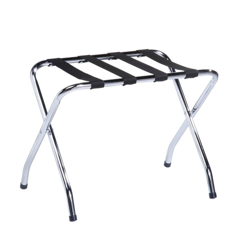 Chrome and Black Steel Folding Luggage Rack