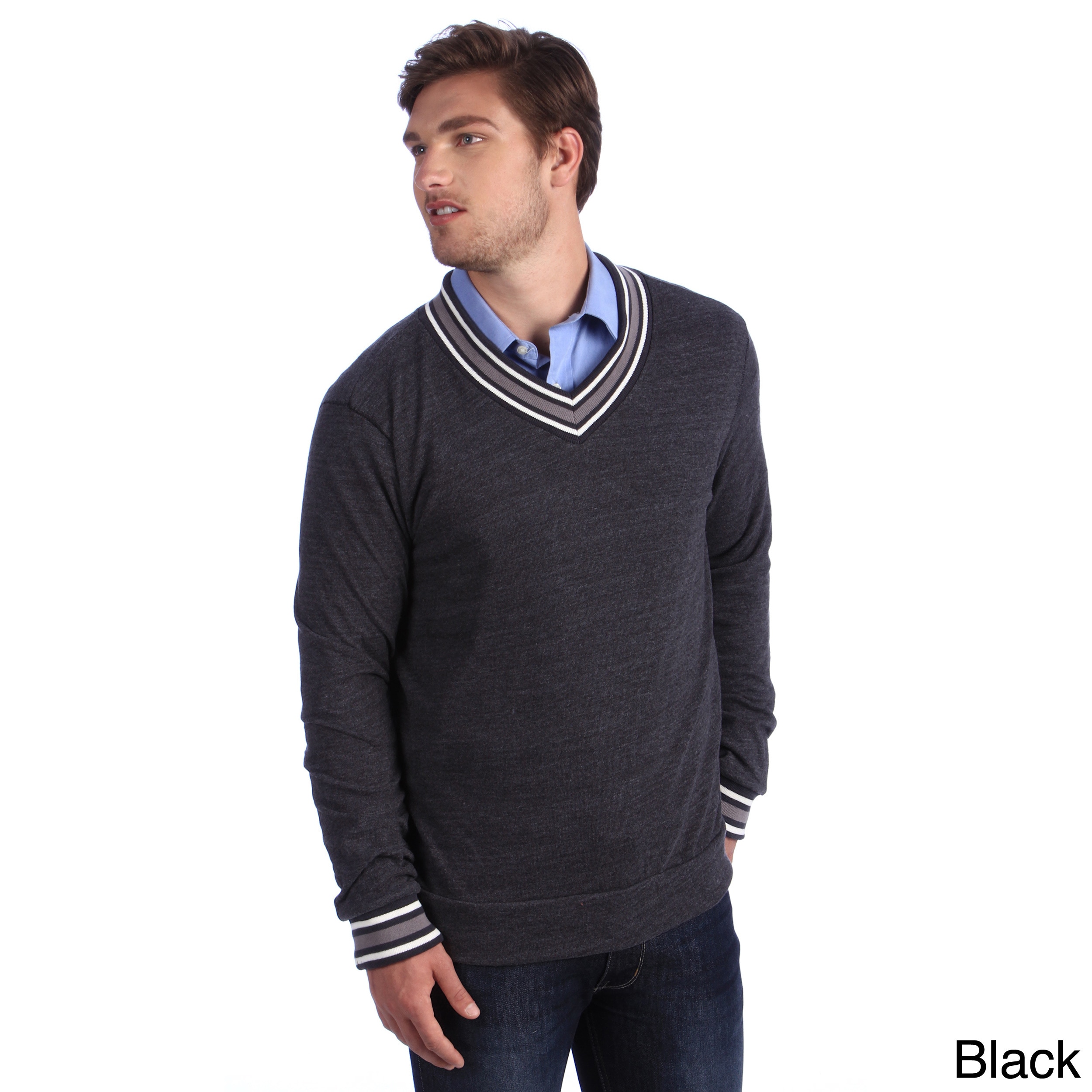 Alternative Apparel Mens Eco cashmere V neck Sweatshirt