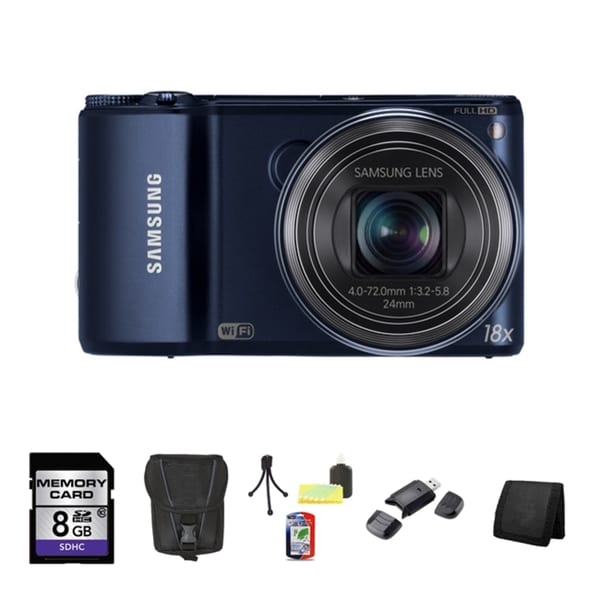 Samsung WB200F Smart 14.2MP Cobalt Black Digital Camera 8GB Bundle