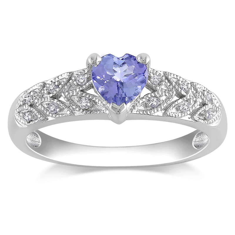 Miadora Sterling Silver Tanzanite and Diamond Ring - 9