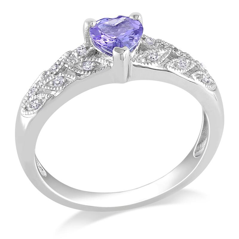 Miadora Sterling Silver Tanzanite and Diamond Ring
