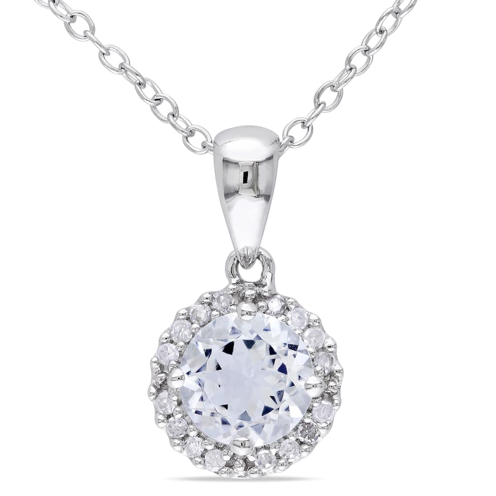 Miadora Sterling Silver Aquamarine and 1/10ct TDW Diamond Necklace (H-I, I2-I3)