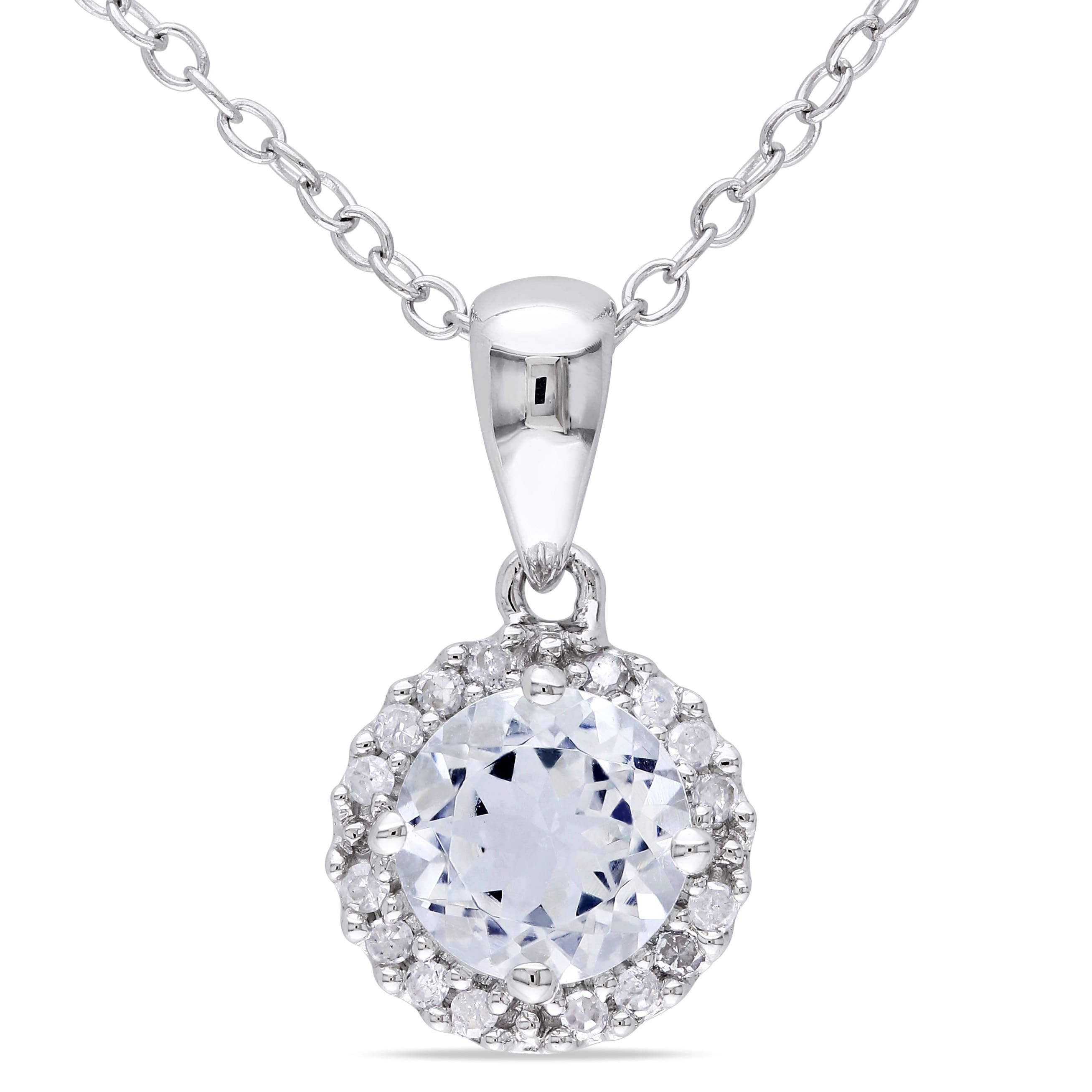 Miadora Sterling Silver Aquamarine and 1/10ct TDW Diamond Necklace (H-I, I2-I3)