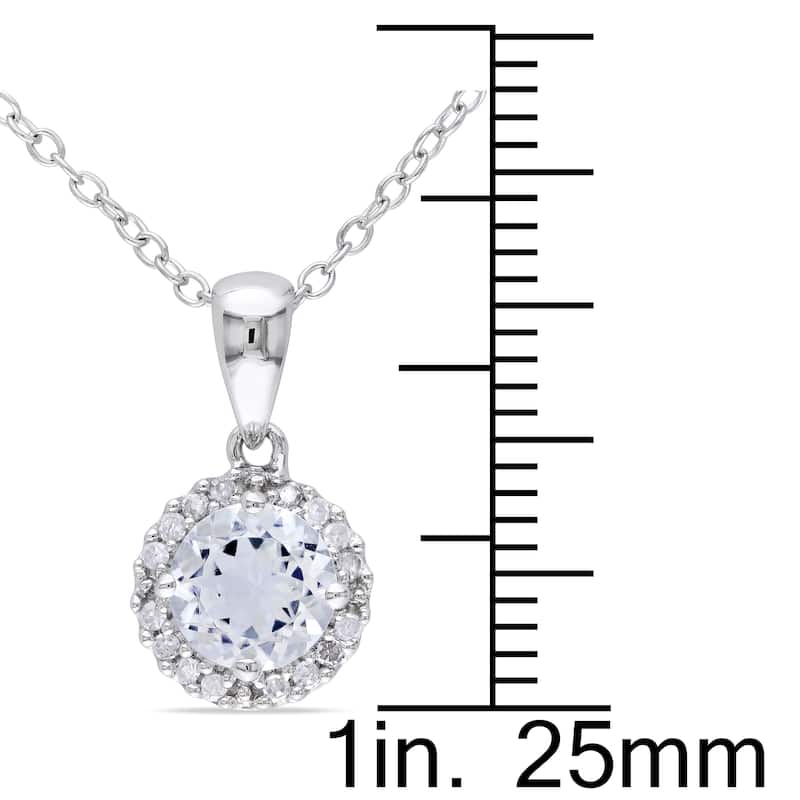 Miadora Sterling Silver Aquamarine and 1/10ct TDW Diamond Necklace (H-I, I2-I3)
