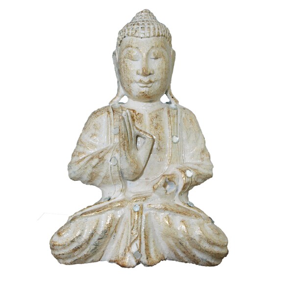 Hand-Carved Gold Wash Budha Statue (Indonesia)