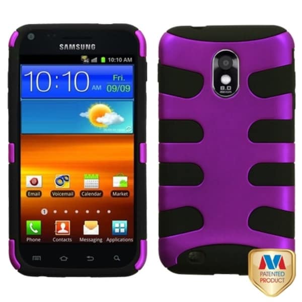 INSTEN Purple/ Black Fishbone Phone Case Cover for Samsung Epic 4G