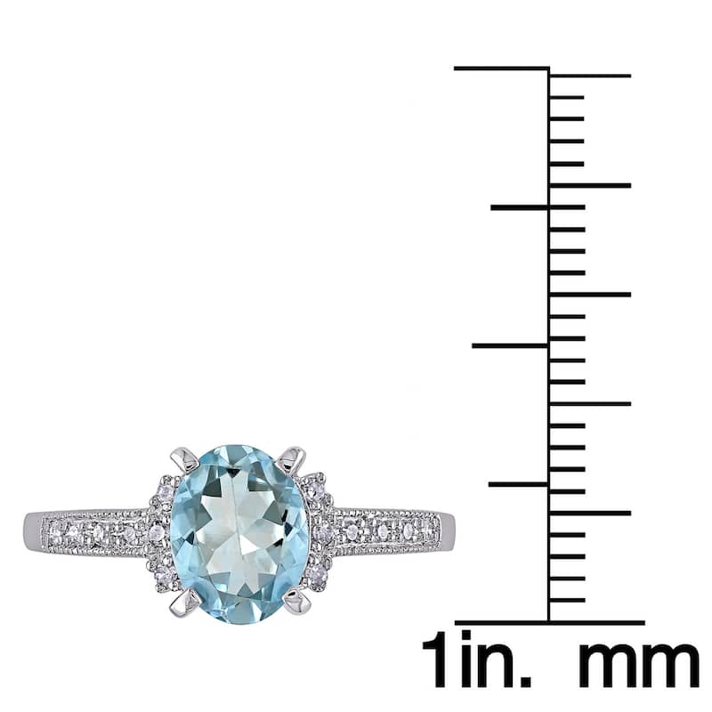 Miadora Sterling Silver Aquamarine and Diamond Ring