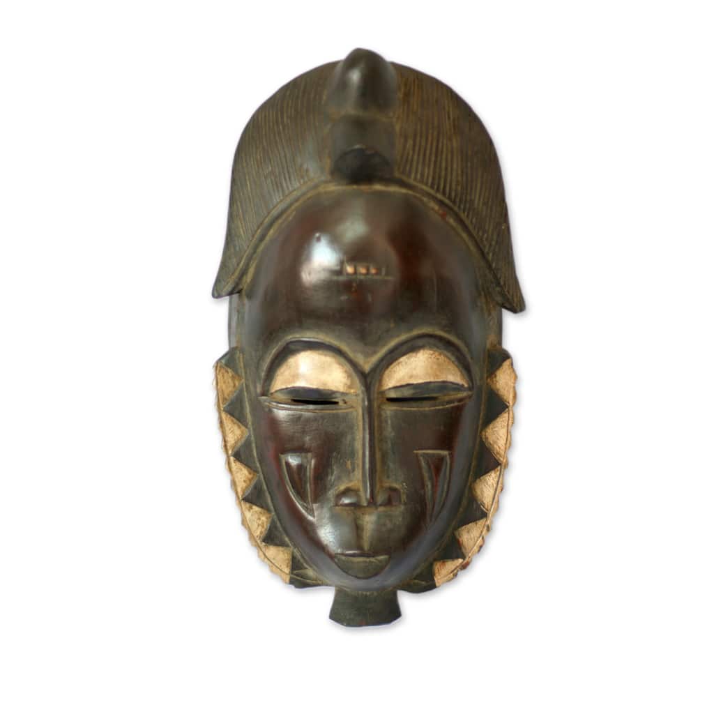 Handcrafted Sese Wood 'Male Baule Fertility Mask' African Mask (Ghana)