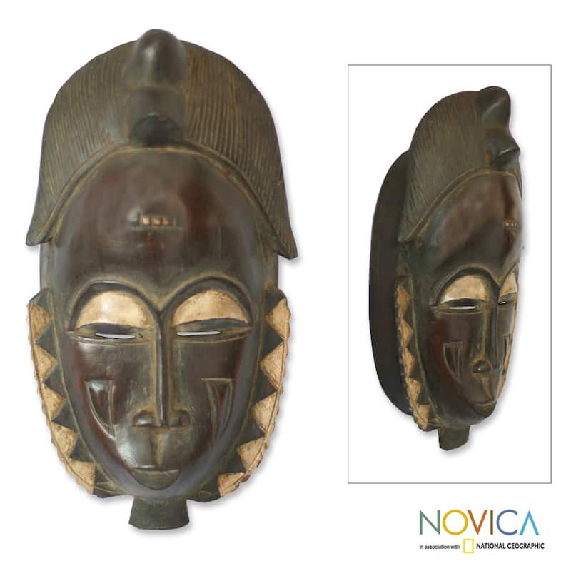 Handcrafted Sese Wood 'Male Baule Fertility Mask' African Mask (Ghana)
