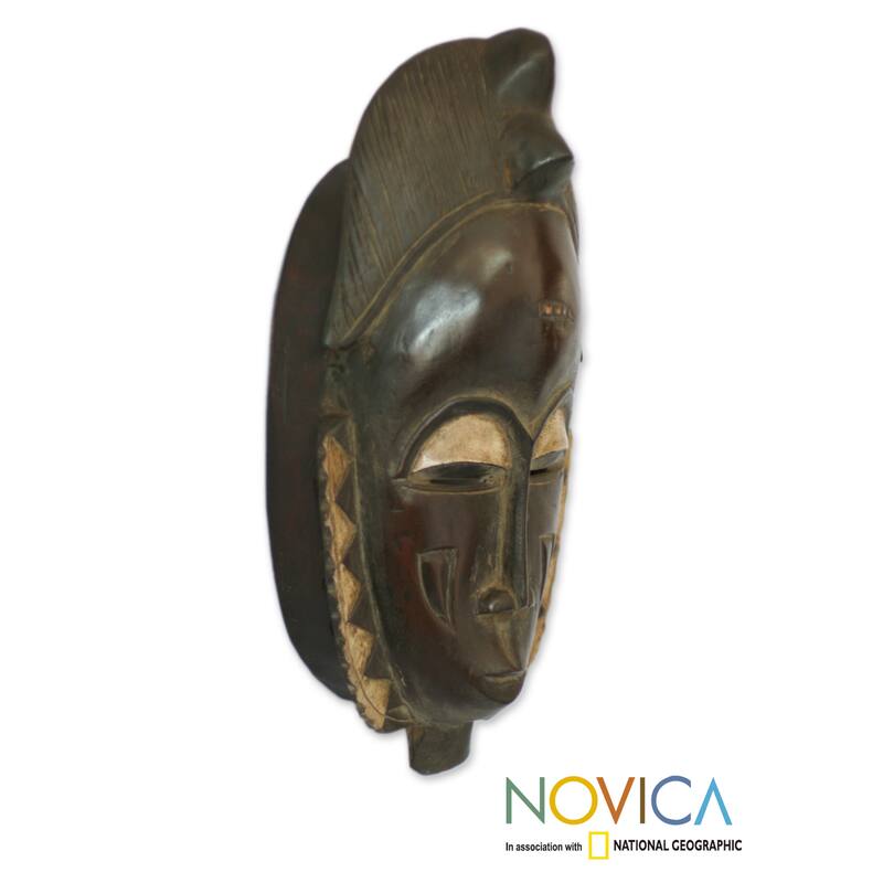 Handcrafted Sese Wood 'Male Baule Fertility Mask' African Mask (Ghana)