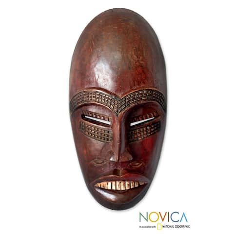 Handcrafted Sese Wood 'Senufo Rainmaker' African Mask , Handmade in Ghana