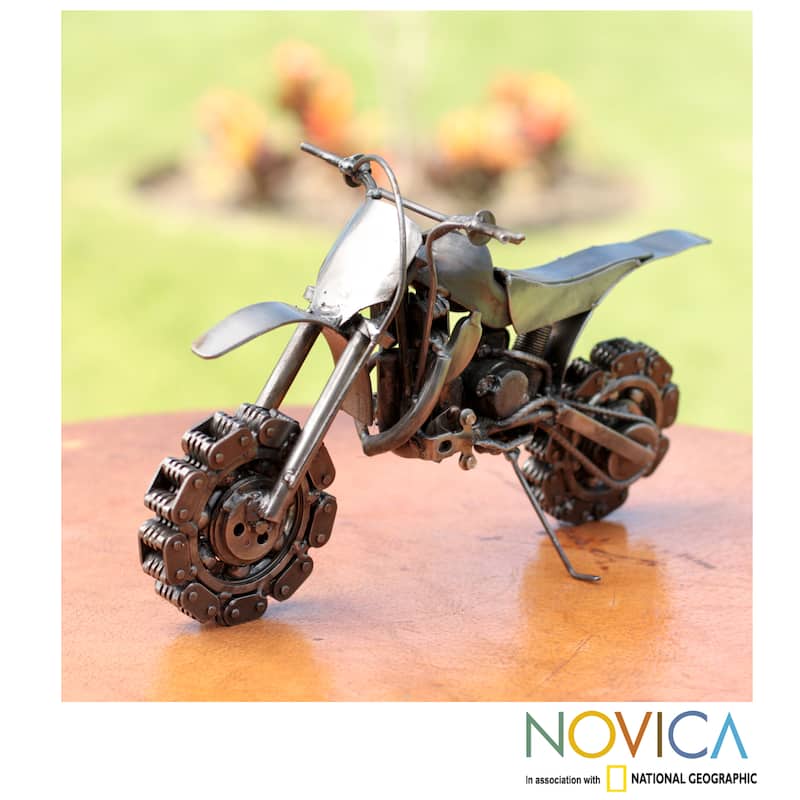 Handmade Recycled Auto Part 'Rustic Motocross Bike' Sculpture (Mexico)