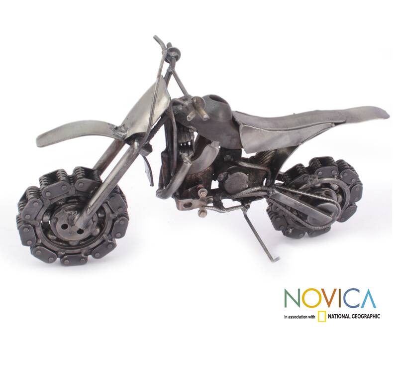 Handmade Recycled Auto Part 'Rustic Motocross Bike' Sculpture (Mexico)