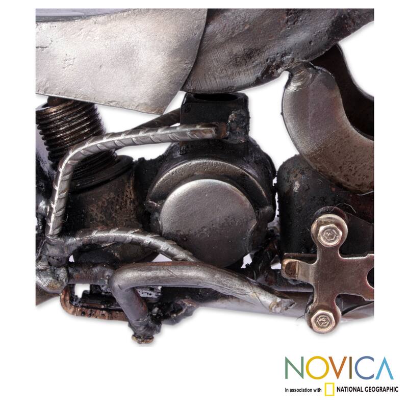 Handmade Recycled Auto Part 'Rustic Motocross Bike' Sculpture (Mexico)
