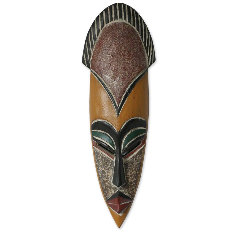 Handmade Sese Wood 'Protect the Jungle' African Mask (Ghana) - multi