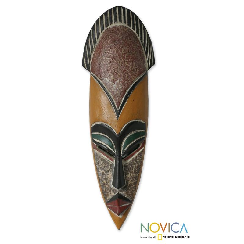 Handmade Sese Wood 'Protect the Jungle' African Mask (Ghana) - multi