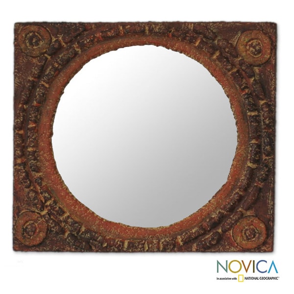 Handcrafted Sese Wood 'African Tradition' Mirror (Ghana) Novica Mirrors