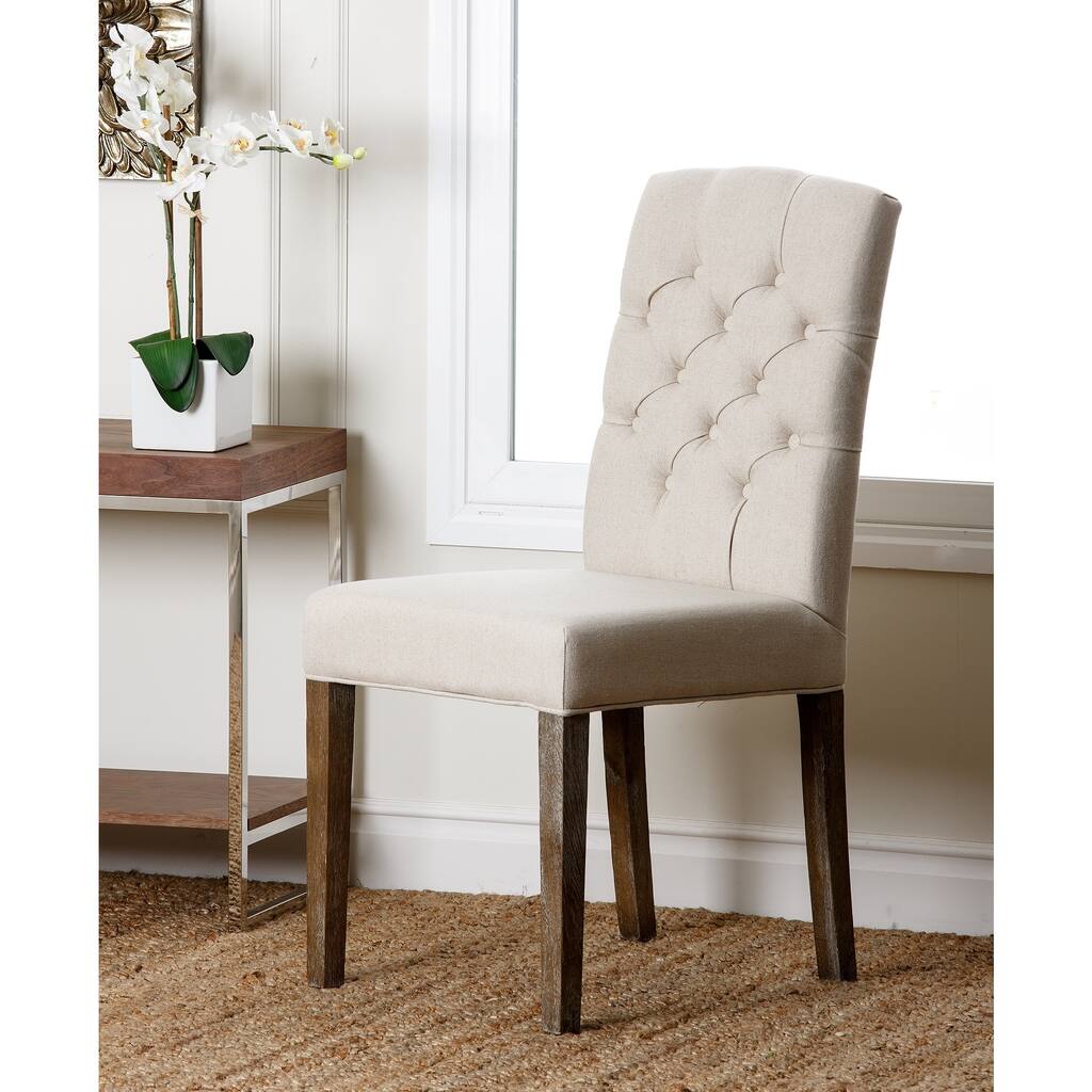 Abbyson Colin Beige Linen Tufted Dining Chair