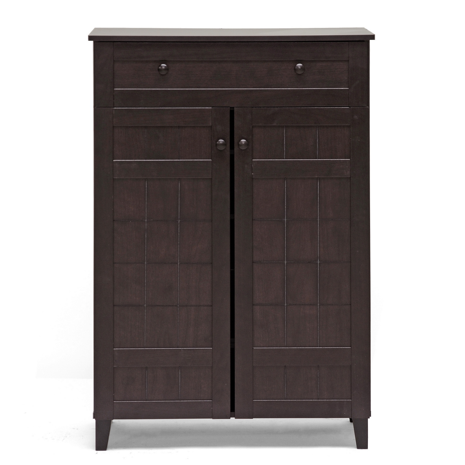 Baxton Studio Glidden Dark Brown Wood Tall Modern Shoe Cabinet