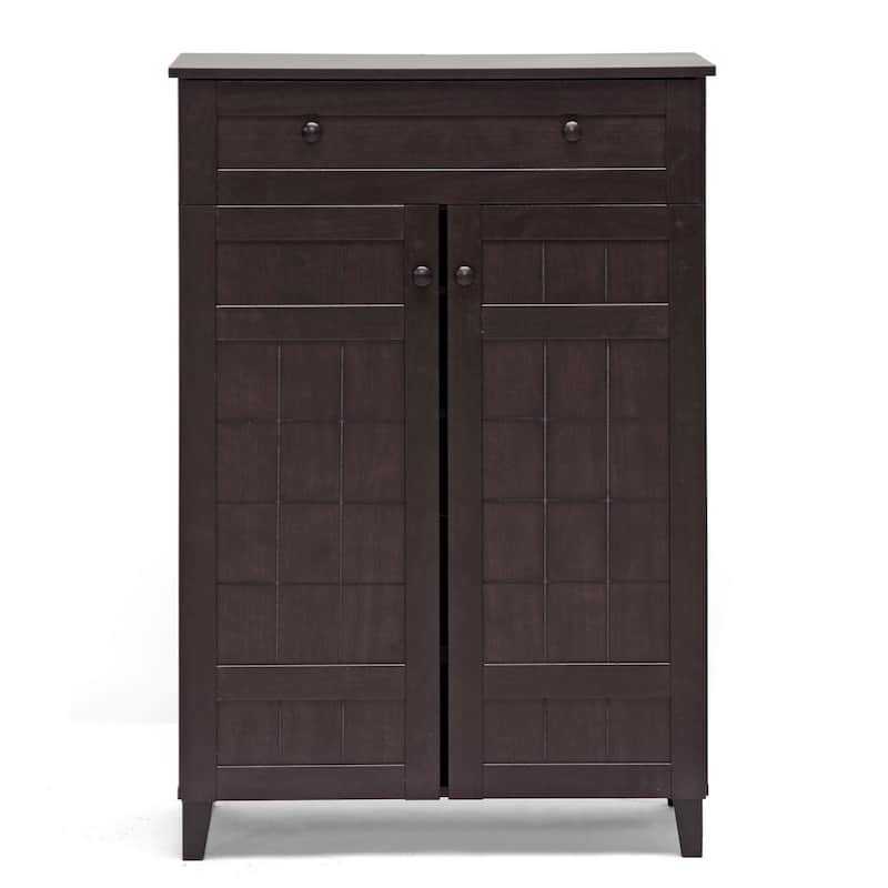 Baxton Studio Glidden Dark Brown Wood Tall Modern Shoe Cabinet