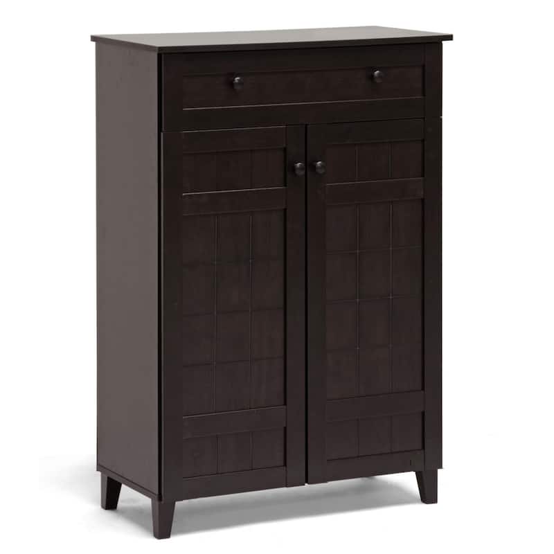 Baxton Studio Glidden Dark Brown Wood Tall Modern Shoe Cabinet
