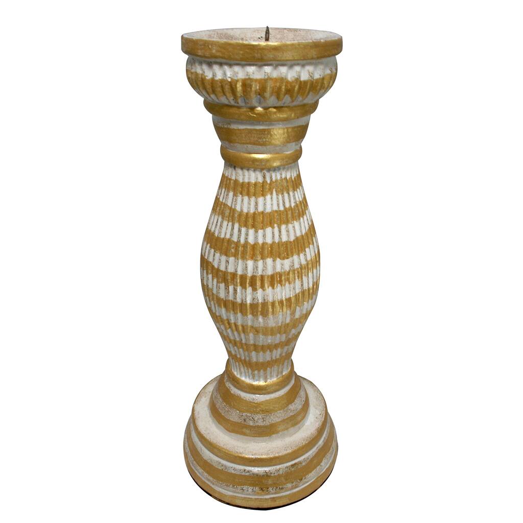 Handmade 12-Inch Gold Wash Candleholder (Indonesia)