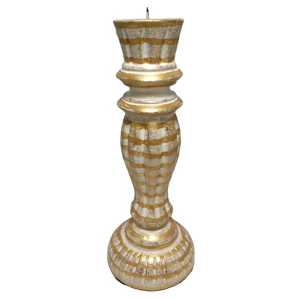 Gold Wash Wooden Candlestick (Indonesia)  ™ Shopping