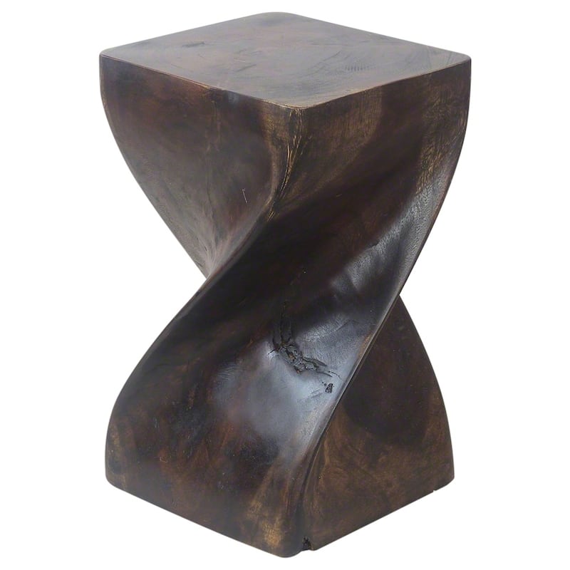 Haussmann® Big Twist Wood Stool Table 12 in SQ x 20 in H Mocha Oil
